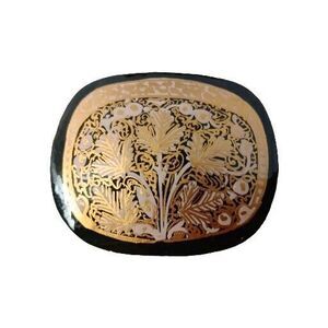 Trinket Box With Lid Papier Mache Kashmiri Handpainted Black And Gold Lacquer